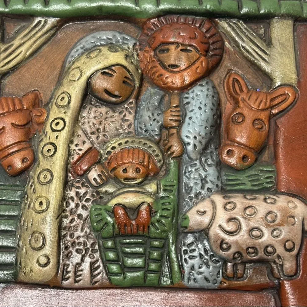 Hand Painted Ceramic Nativity Wall Hanging